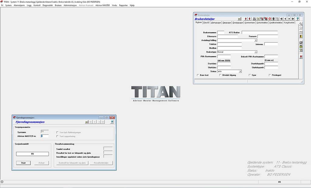 Aritech Titan skjermbilde (ATS8100)