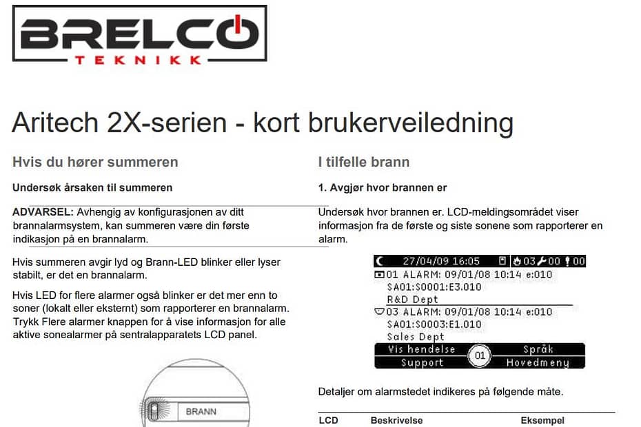 2x brannalarm manual